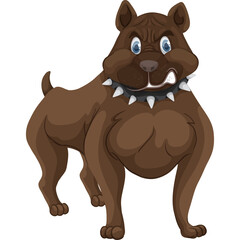 An Angry Brown Pitbull Dog With Blue Eyes and a Spiked Collar Standing On A White Background With Its Teeth Bared