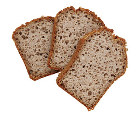 Sliced buckwheat slab on white background.