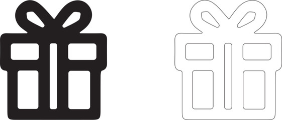 Gift in a box with a ribbon. Simple vector icon.