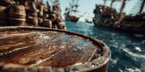 Gunpowder barrel on pirate ship