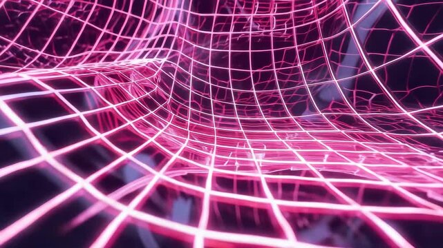 Neon grid tunnel: Immerse yourself in a surreal dimension of innovation with this mesmerizing neon grid tunnel, where lines dance and shapes intertwine in a symphony of abstract elegance.