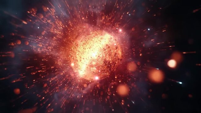 Celestial Inferno: Witness the raw power of a cosmic explosion, a fiery spectacle of stellar proportions with energy radiating outwards.