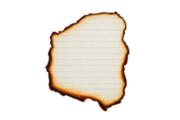 A burnt piece of paper with horizontal lines, , transparent background