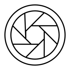 Aperture of camera thin line icon, optical equipment concept. Vector graphics. Camera shutter sign on white background, style icon mobile or web design.