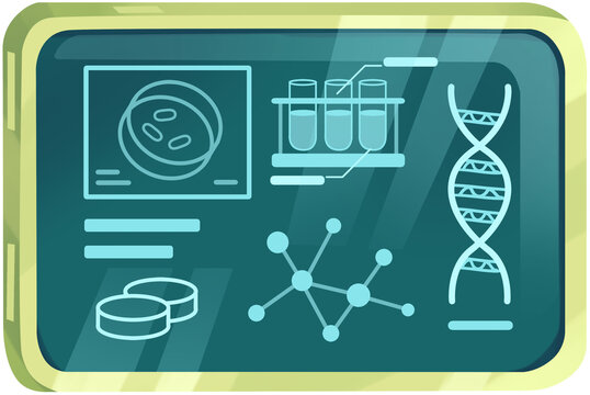 Digital Science Lab Display Panel Illustration