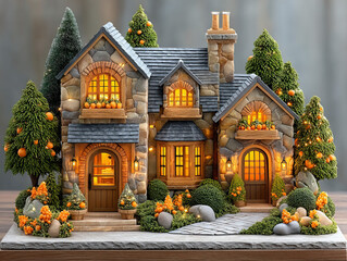 Fototapeta premium storybook Christmas cottage