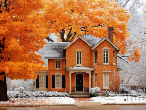 victorian house in the snow