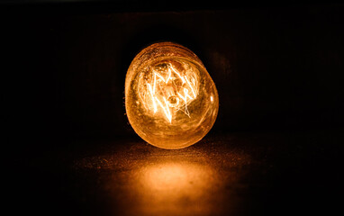 Retro lamp. Incandescent bulb. Cozy atmosphere. Warm light.