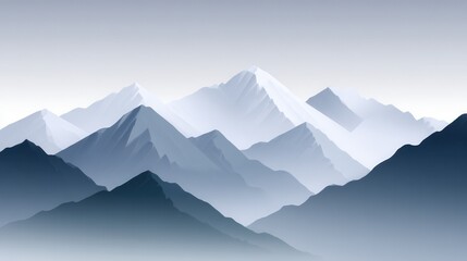 Fototapeta premium A tranquil view of layered mountains in soft hues, ideal for nature-themed projects. The scene evokes calmness and beauty in a minimalist style.