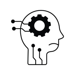 Machine Learning icon with white background vector stock illustration
