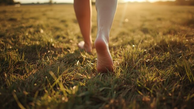 Walking barefoot towards a sustainable future embracing eco energy and green energy solutions in a serene natural environment