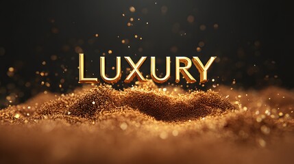 Golden LUXURY text gleams above a mound of sparkling golden particles black friday