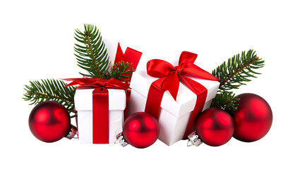 Christmas gifts and ornaments, transparent background