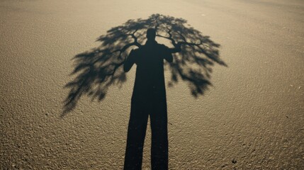 Eco energy transformation green energy initiatives in nature shadow art installation outdoor environment unique perspective