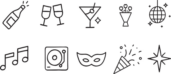 Celebration Icons Set Vector Illustration for Festive and Party Events