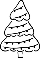 Simple and festive Christmas tree illustration with decorative lights brings joy to holiday