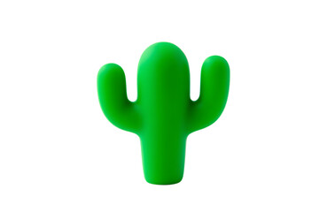 A bright green, cartoonstyle cactus with two arms, isolated on a transparent background, transparent background