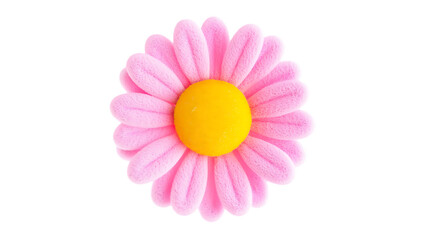 A soft pink daisy flower with a bright yellow center, isolated on a transparent background, transparent background