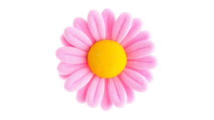 A soft pink daisy flower with a bright yellow center, isolated on a transparent background, transparent background