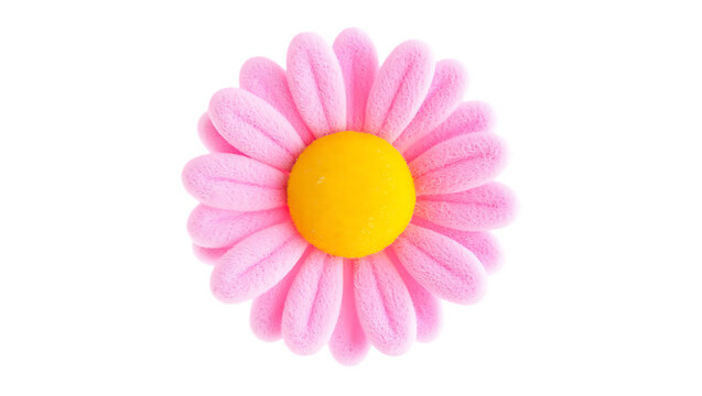 A soft pink daisy flower with a bright yellow center, isolated on a transparent background, transparent background