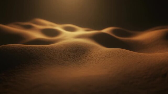 Abstract macro shot of textured sand dunes with light gradient, creating a desert landscape with subtle depth and warm, golden tones.