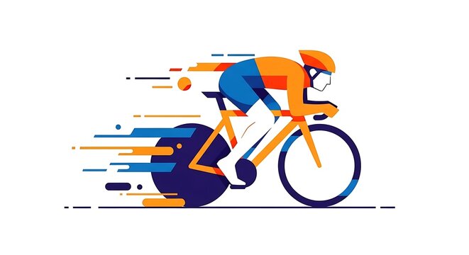 Cyclist riding bicycle fast vector illustration speed cycling race competition sport design