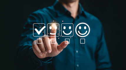 Customer satisfaction survey with smiley face rating