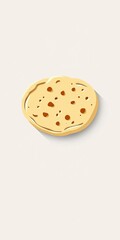 Pita bread icon with a subtle shadow, clean vector art representing a baked flatbread,  bread symbol,  food graphic