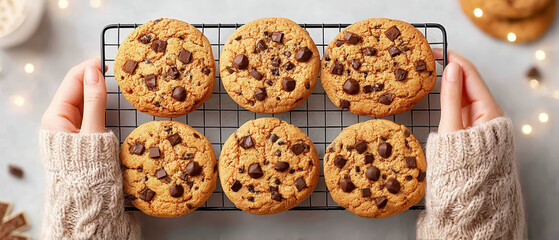 Freshly baked cookies are delightful treat perfect for any holiday gathering. warm aroma fills air as these chocolate chip cookies are shared among friends and family