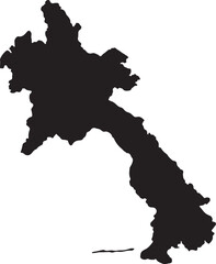 Obraz premium Black silhouette map of Laos country outline on white background vector