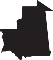 Black silhouette outline map of Mauritania country vector