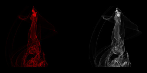 A fiery dance between red and white ethereal wisps reaching for the unknown in a deep space...