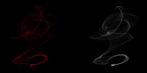 Twin ethereal wisps dance in the void one burning with fierce passion the other a ghost of serenity...