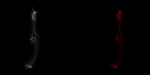 Ethereal wisps dance in the darkness a ghostly ballet of white and crimson creating a striking contrast of light and