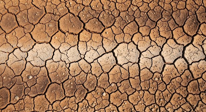 Dry cracked earth texture on an arid desert ground - Powered by Adobe