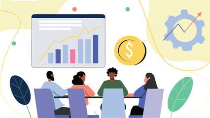 Vibrant 3d illustration of a diverse team collaborating on a project showcasing unity and innovation in a modern colorful workspace