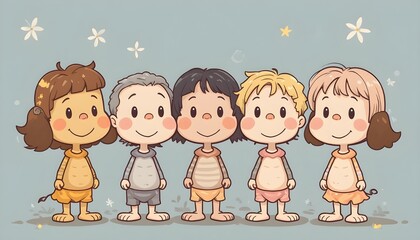 “Cartoon / kawaii peanuts with smiling faces, cute style, pastel colors, vector art”