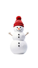 Snowman with red knitted hat