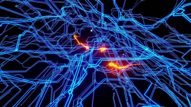 Vibrant neon lines create an electrifying visual experience in this abstract digital art scene