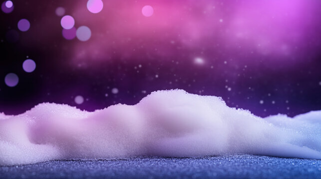 A purple background with a white snow pile - Powered by Adobe