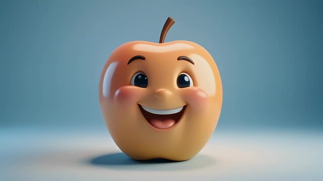 Cheerful Apple Character A Whimsical Fruit Illustration with a Big Smile and Warm Colors
