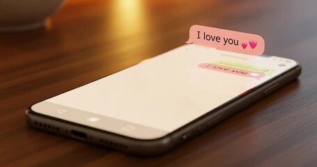 Valentine's Day Message I Love You on Smartphone Display - Powered by Adobe