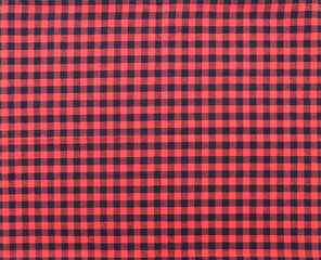 Christmas Tartan Plaid Seamless Design Checkered plaid. Cloth Pattern background of Scottish style. new year textile decorations. Red, Black top view. empty tablecloth table cloth texture