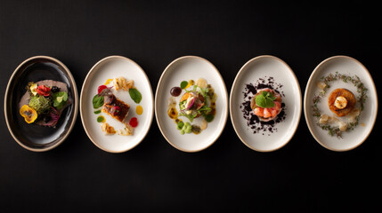 Gourmet Tasting Dishes in Elegant Modern Presentation