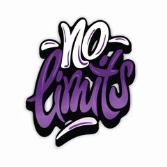 No limits lettering motivational quote in purple and white vector illustration for posters and apparel design