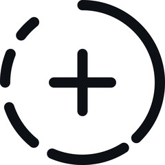 Obraz premium Add or plus icon inside a circle for creating new content