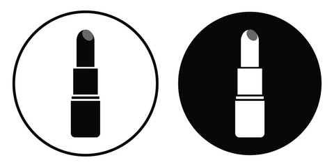 Lipstick icon set. Woman makeup lipstick product vector symbol design. Black and white flat style lipstick silhouette symbol. Vector Illustration.