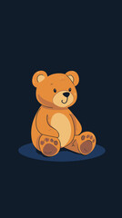 Fototapeta premium cute sitting brown teddy bear plush toy with light belly and paw pads cartoon illustration on dark background soft children gift character vector
