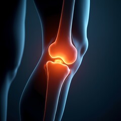 Knee joint illustration showing inflammation and pain Generative AI