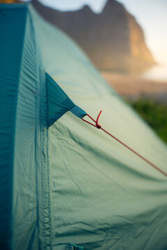 Camping under midnight sun in the Lofoten Islands